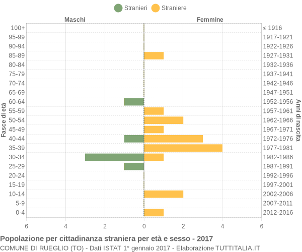 Grafico cittadini stranieri - Rueglio 2017