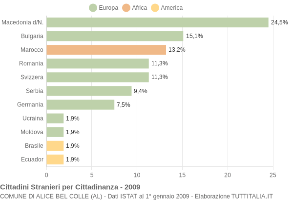 Grafico cittadinanza stranieri - Alice Bel Colle 2009