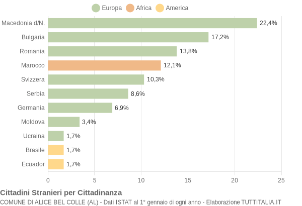 Grafico cittadinanza stranieri - Alice Bel Colle 2010