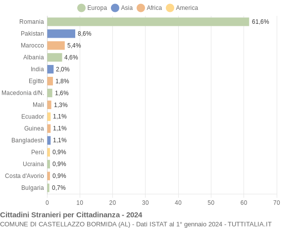 Grafico cittadinanza stranieri - Castellazzo Bormida 2024