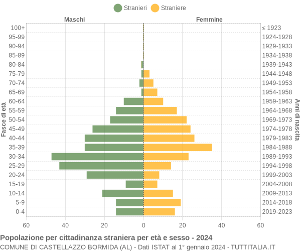 Grafico cittadini stranieri - Castellazzo Bormida 2024