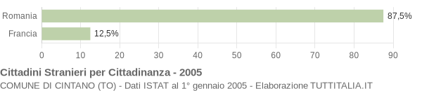 Grafico cittadinanza stranieri - Cintano 2005