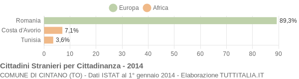 Grafico cittadinanza stranieri - Cintano 2014