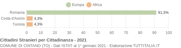 Grafico cittadinanza stranieri - Cintano 2021