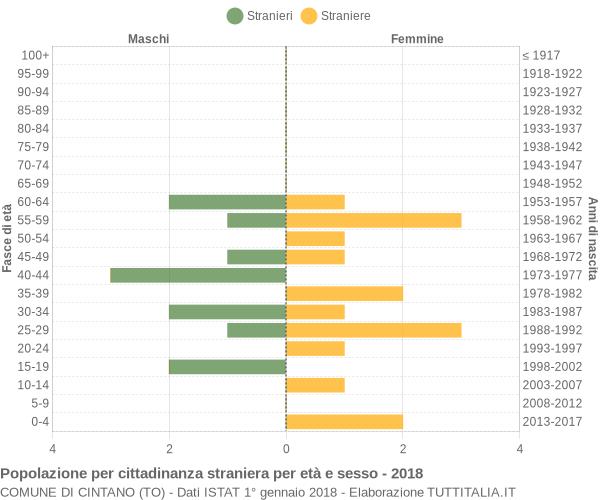 Grafico cittadini stranieri - Cintano 2018