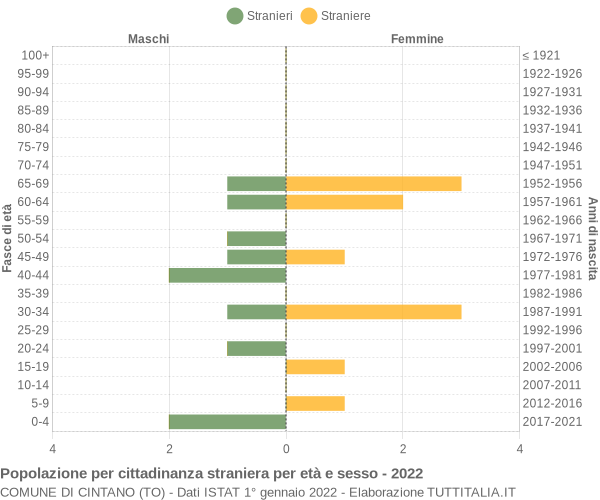 Grafico cittadini stranieri - Cintano 2022