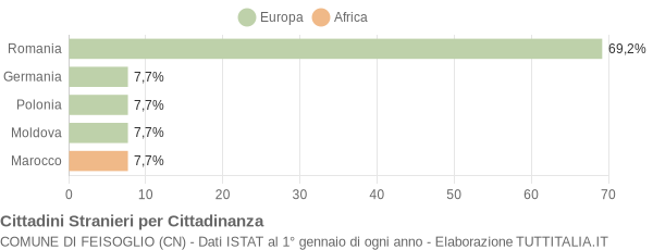 Grafico cittadinanza stranieri - Feisoglio 2008