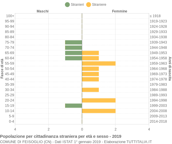 Grafico cittadini stranieri - Feisoglio 2019