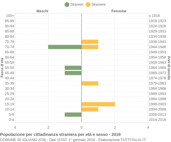 Grafico cittadini stranieri - Igliano 2019