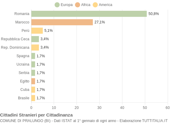 Grafico cittadinanza stranieri - Pralungo 2015