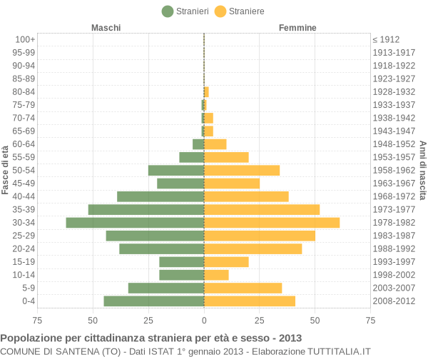 Grafico cittadini stranieri - Santena 2013