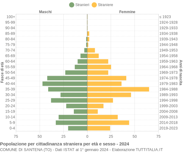 Grafico cittadini stranieri - Santena 2024