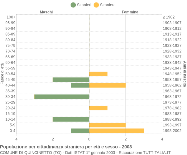 Grafico cittadini stranieri - Quincinetto 2003