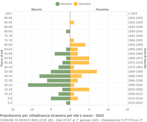 Grafico cittadini stranieri - Ronco Biellese 2024