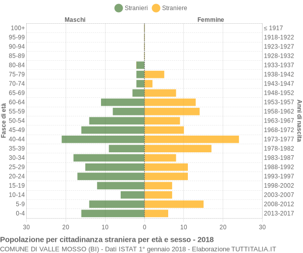 Grafico cittadini stranieri - Valle Mosso 2018