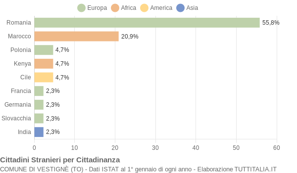 Grafico cittadinanza stranieri - Vestignè 2014