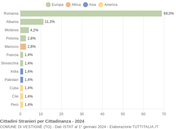 Grafico cittadinanza stranieri - Vestignè 2024