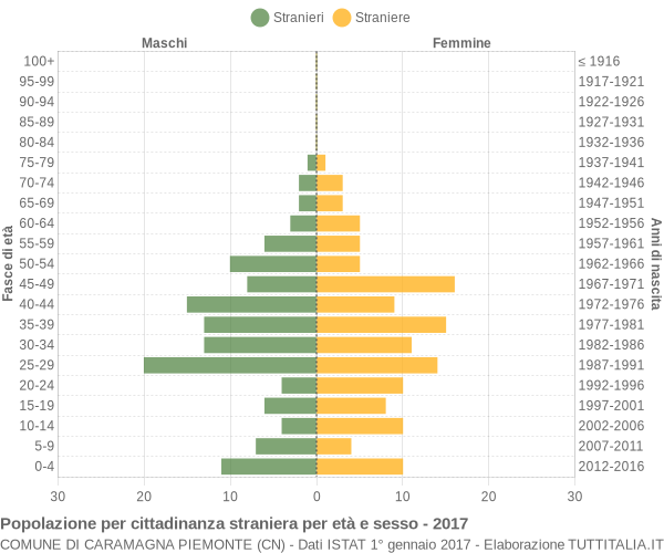 Grafico cittadini stranieri - Caramagna Piemonte 2017