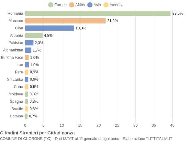 Grafico cittadinanza stranieri - Cuorgnè 2017