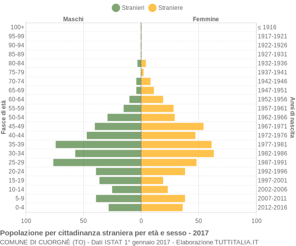 Grafico cittadini stranieri - Cuorgnè 2017