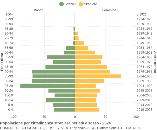 Grafico cittadini stranieri - Cuorgnè 2024