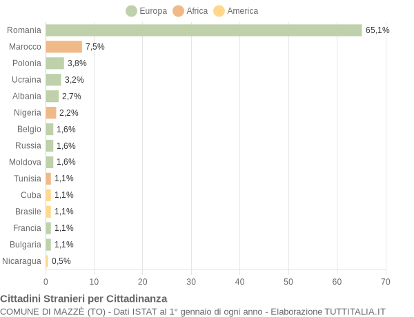 Grafico cittadinanza stranieri - Mazzè 2017