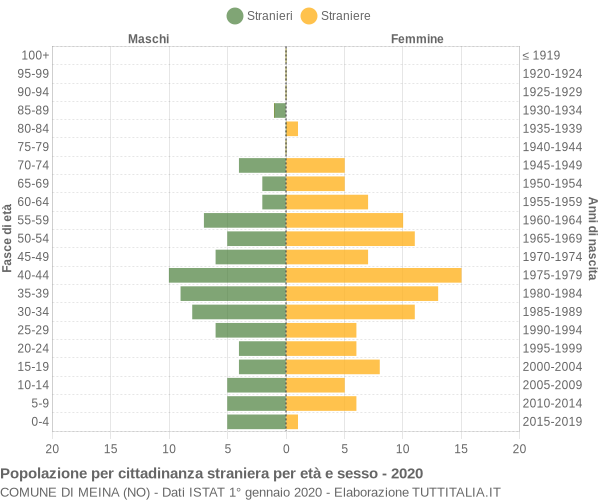 Grafico cittadini stranieri - Meina 2020