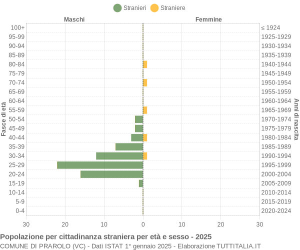Grafico cittadini stranieri - Prarolo 2025