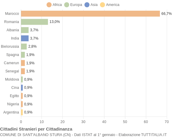 Grafico cittadinanza stranieri - Sant'Albano Stura 2005