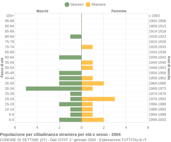 Grafico cittadini stranieri - Settime 2004