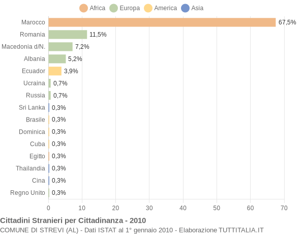 Grafico cittadinanza stranieri - Strevi 2010