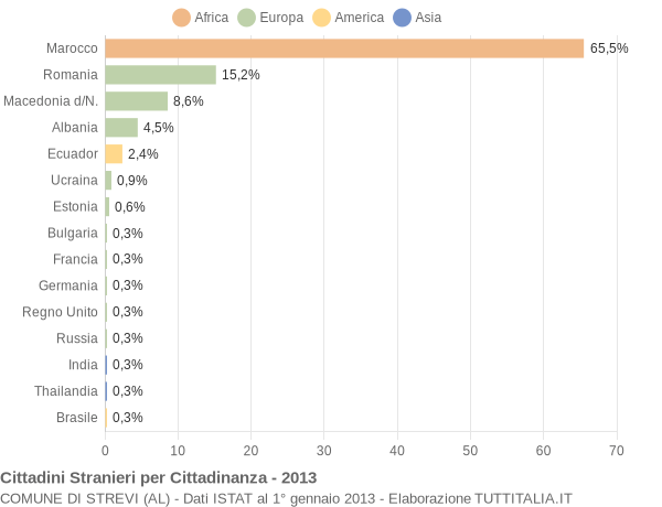 Grafico cittadinanza stranieri - Strevi 2013