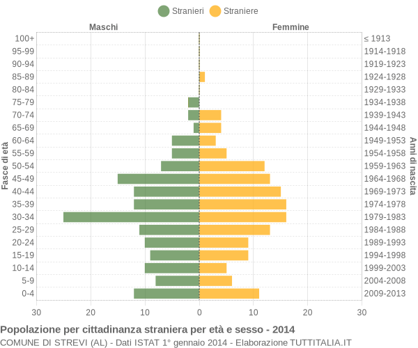 Grafico cittadini stranieri - Strevi 2014