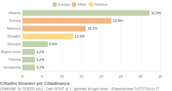 Grafico cittadinanza stranieri - Terzo 2007