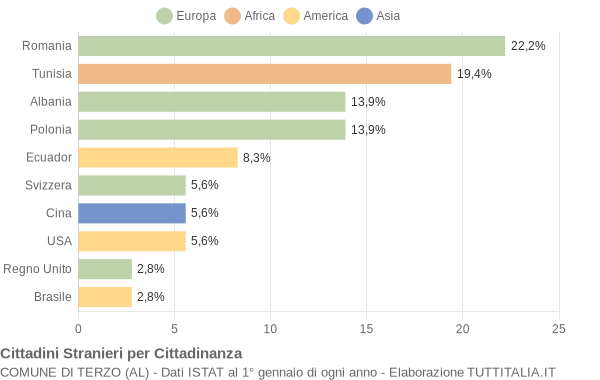 Grafico cittadinanza stranieri - Terzo 2011