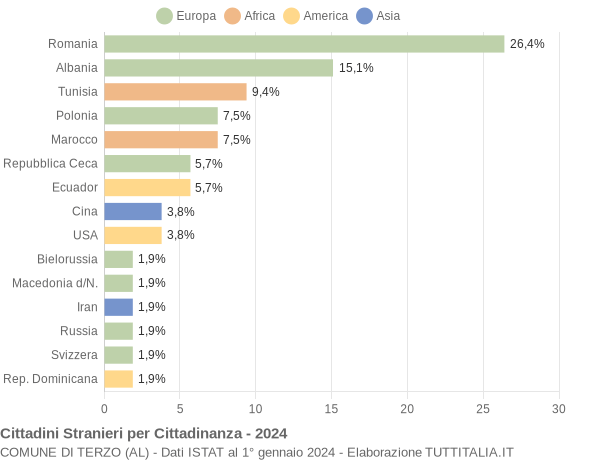 Grafico cittadinanza stranieri - Terzo 2024