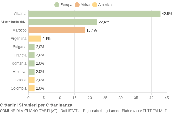 Grafico cittadinanza stranieri - Vigliano d'Asti 2006