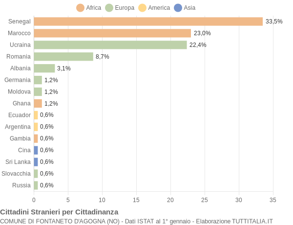 Grafico cittadinanza stranieri - Fontaneto d'Agogna 2017