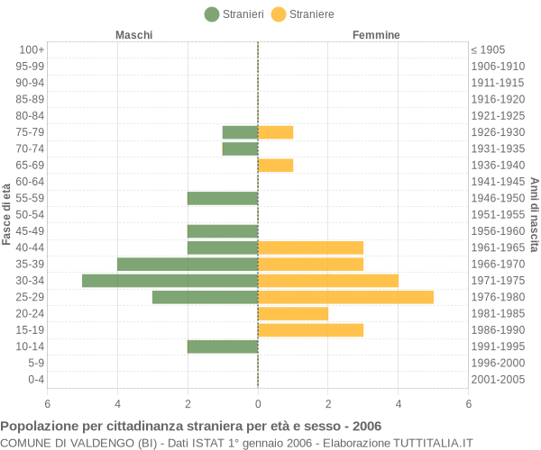 Grafico cittadini stranieri - Valdengo 2006