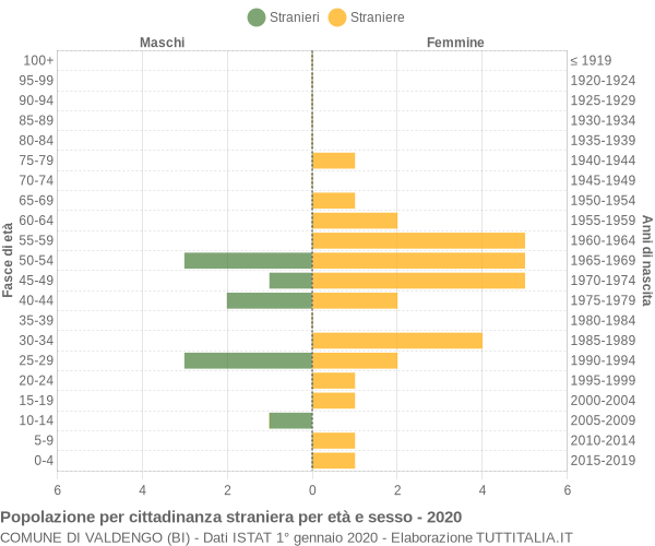 Grafico cittadini stranieri - Valdengo 2020