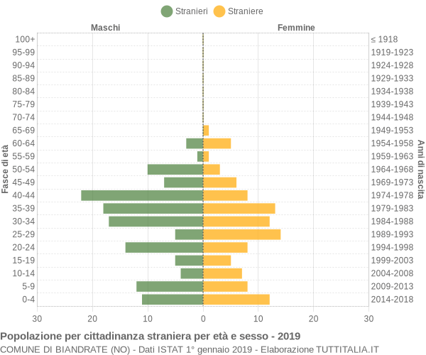 Grafico cittadini stranieri - Biandrate 2019