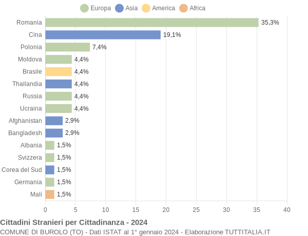 Grafico cittadinanza stranieri - Burolo 2024