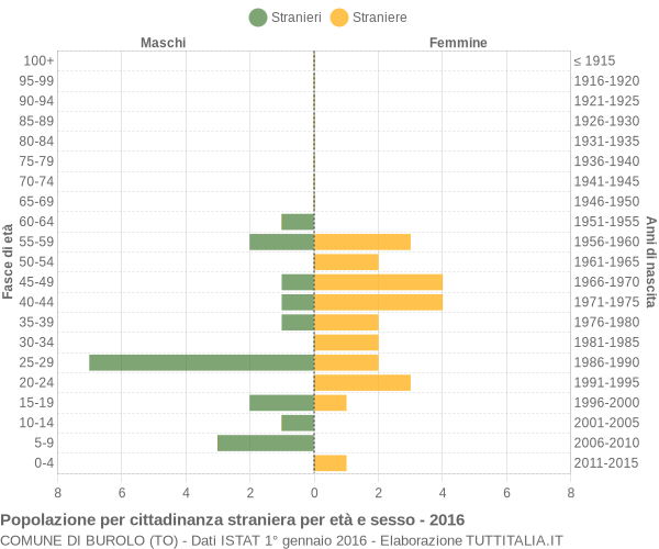 Grafico cittadini stranieri - Burolo 2016