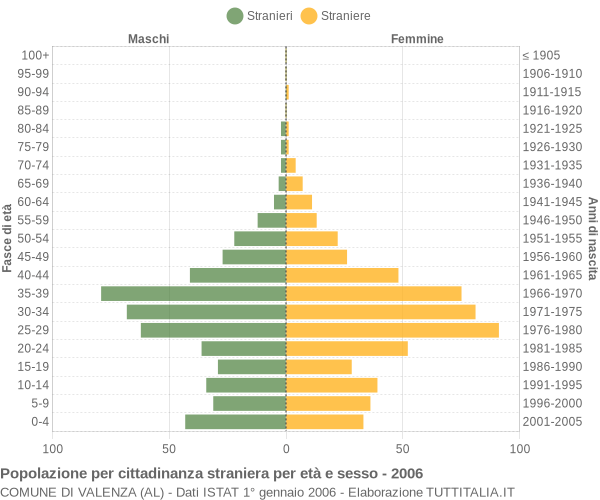 Grafico cittadini stranieri - Valenza 2006