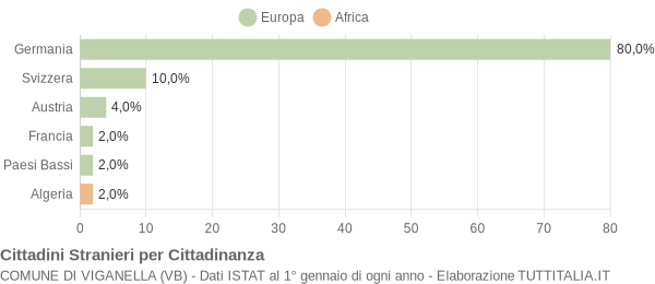 Grafico cittadinanza stranieri - Viganella 2009