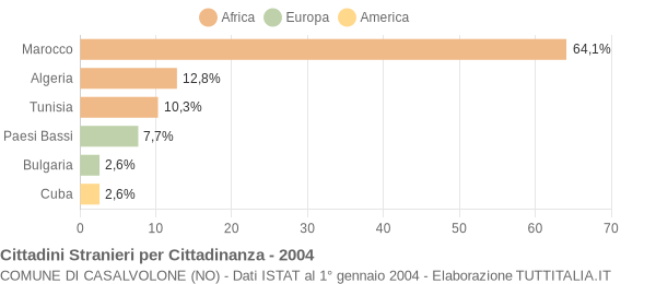 Grafico cittadinanza stranieri - Casalvolone 2004