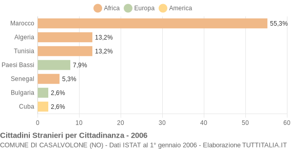 Grafico cittadinanza stranieri - Casalvolone 2006