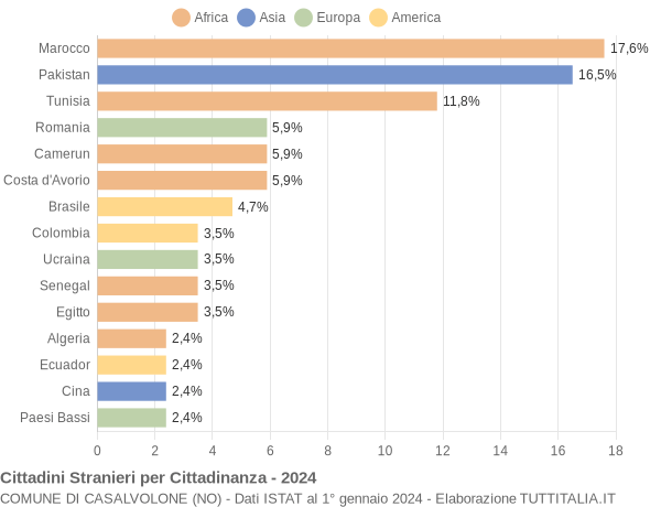 Grafico cittadinanza stranieri - Casalvolone 2024