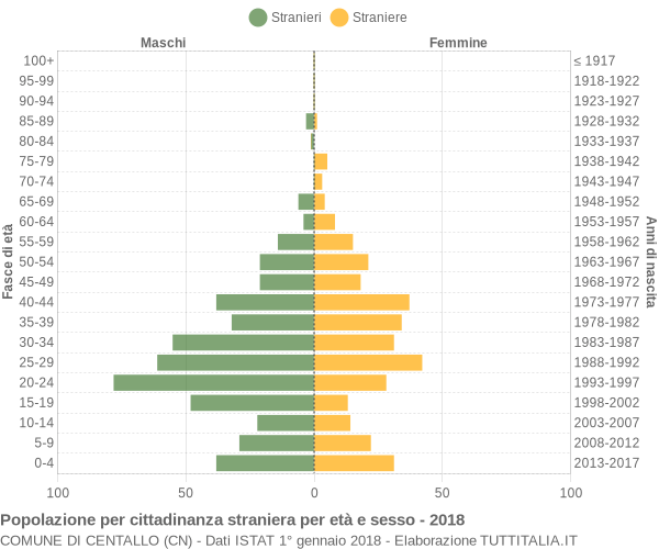 Grafico cittadini stranieri - Centallo 2018