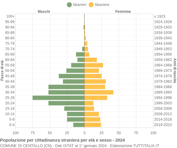 Grafico cittadini stranieri - Centallo 2024